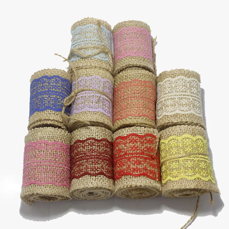 Colorful Jute Burlap Natural Hessian Ribbon With Lace Trim Edge Wedding Bouquet Rustic Party Decor
Colorful Jute Burlap Natural Hessian Ribbon With Lace Trim Edge Wedding Bouquet Rustic Party Decor