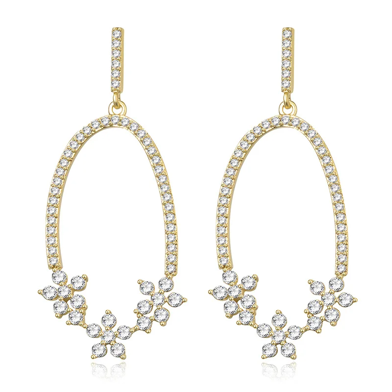 Zircon Flower Long Drop Earrings For Women Rose Gold Silver Color Copper Female Dangle Hanging Earring Fashion Ear Jewelry 2019
Zircon Flower Long Drop Earrings For Women Rose Gold Silver Color Copper Female Dangle Hanging Earring Fashion Ear Jewelry 2019