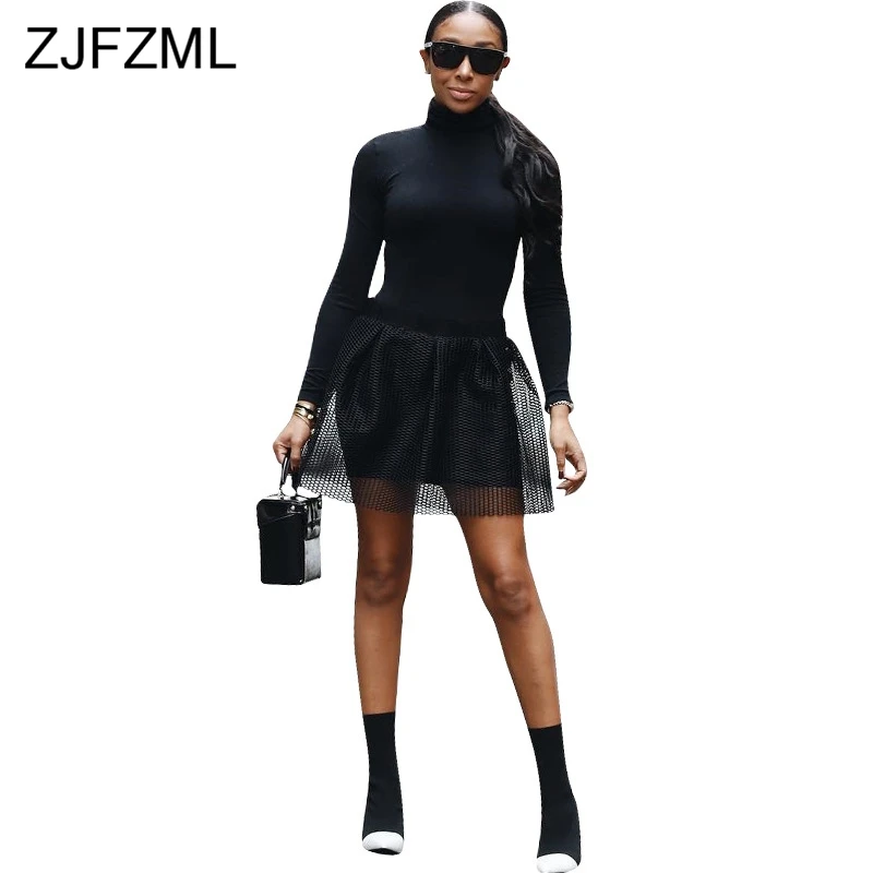 Black Mesh Patchwork Two Piece Dress Women Sexy High Necked Long Sleeve A-Line Dress Streetwear Ladies Hollow Out Party Vestidos
Black Mesh Patchwork Two Piece Dress Women Sexy High Necked Long Sleeve A-Line Dress Streetwear Ladies Hollow Out Party Vestidos