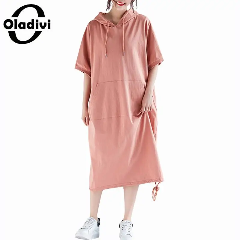 Oladivi Plus Size Women Hooded Shirt Dress Ladies Casual Loose Short Sleeve Midi Dresses Long Tunics Female Vestidos 2 Color 6XL
Oladivi Plus Size Women Hooded Shirt Dress Ladies Casual Loose Short Sleeve Midi Dresses Long Tunics Female Vestidos 2 Color 6XL