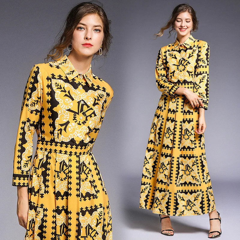 2019 Spring Summer Fall Runway Vintage Letters Print Collar Long Sleeve Empire Waist Women Lady Party Casual A-Line Maxi Dress
2019 Spring Summer Fall Runway Vintage Letters Print Collar Long Sleeve Empire Waist Women Lady Party Casual A-Line Maxi Dress