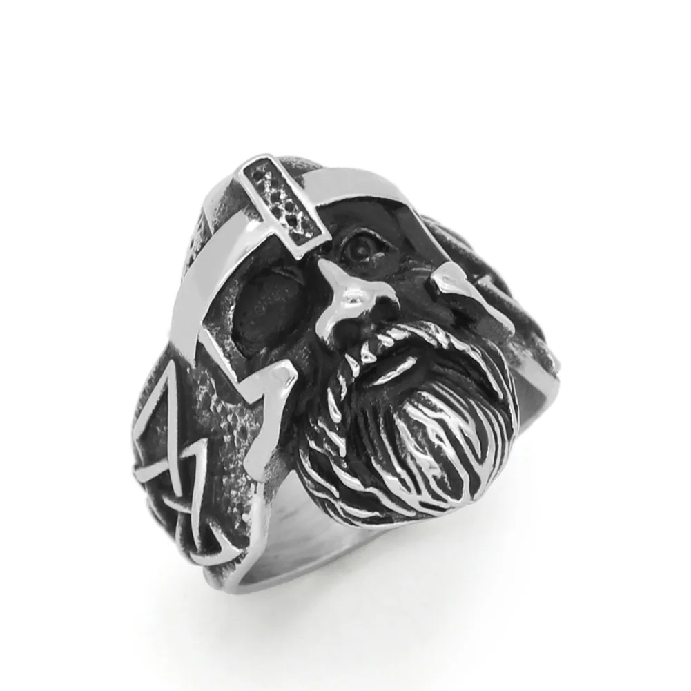 Скандинавский Викинг amulet odin face Worrior Amulet кольцо из нержавеющей стали с Valknut Rune