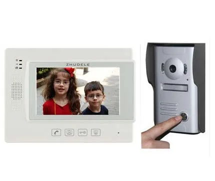 ZHUDELE New Arrival Top Quality Home Security 7" Video Door Phone Intercom Doorbell 700TVL IR Camera with Waterproof Cover 1V1 |