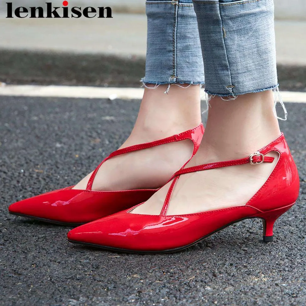 Lenkisen British style office lady real cow leather kitten med heels buckle strap hollow women pumps wedding party shoes L07
Lenkisen British style office lady real cow leather kitten med heels buckle strap hollow women pumps wedding party shoes L07