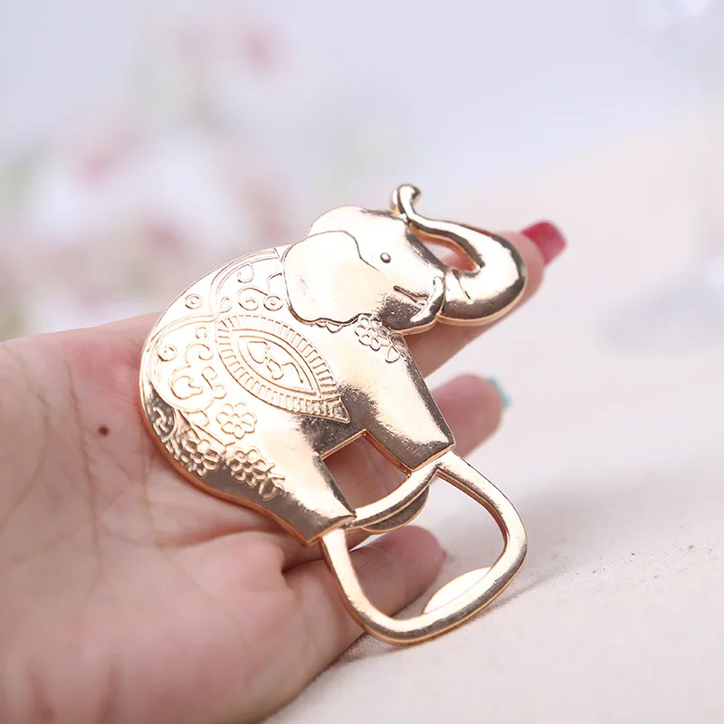 Image 100pieces lot Unique Wedding and Party souvenirs of Lucky Golden Elephant Bottle Opener Wedding gift for guests and Party Gift