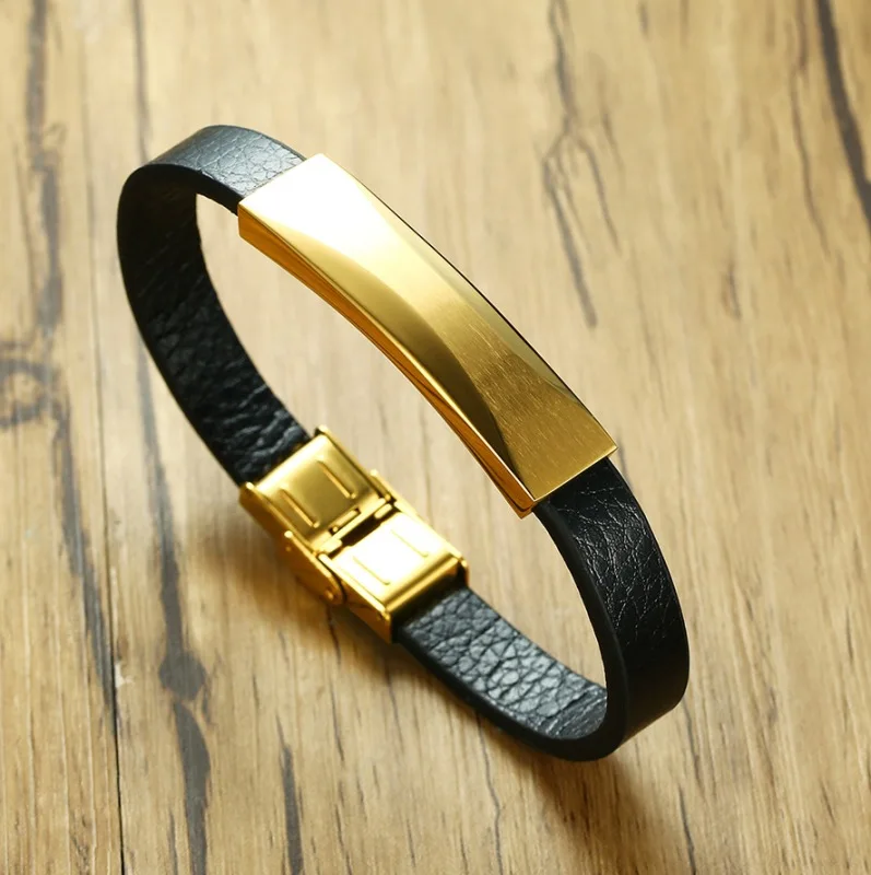 High Quality Fashion Men Gold Color Bracelet Male Bracelets Black Color Leather Bangles Bracelets New Arrivals Wholesale
High Quality Fashion Men Gold Color Bracelet Male Bracelets Black Color Leather Bangles Bracelets New Arrivals Wholesale
