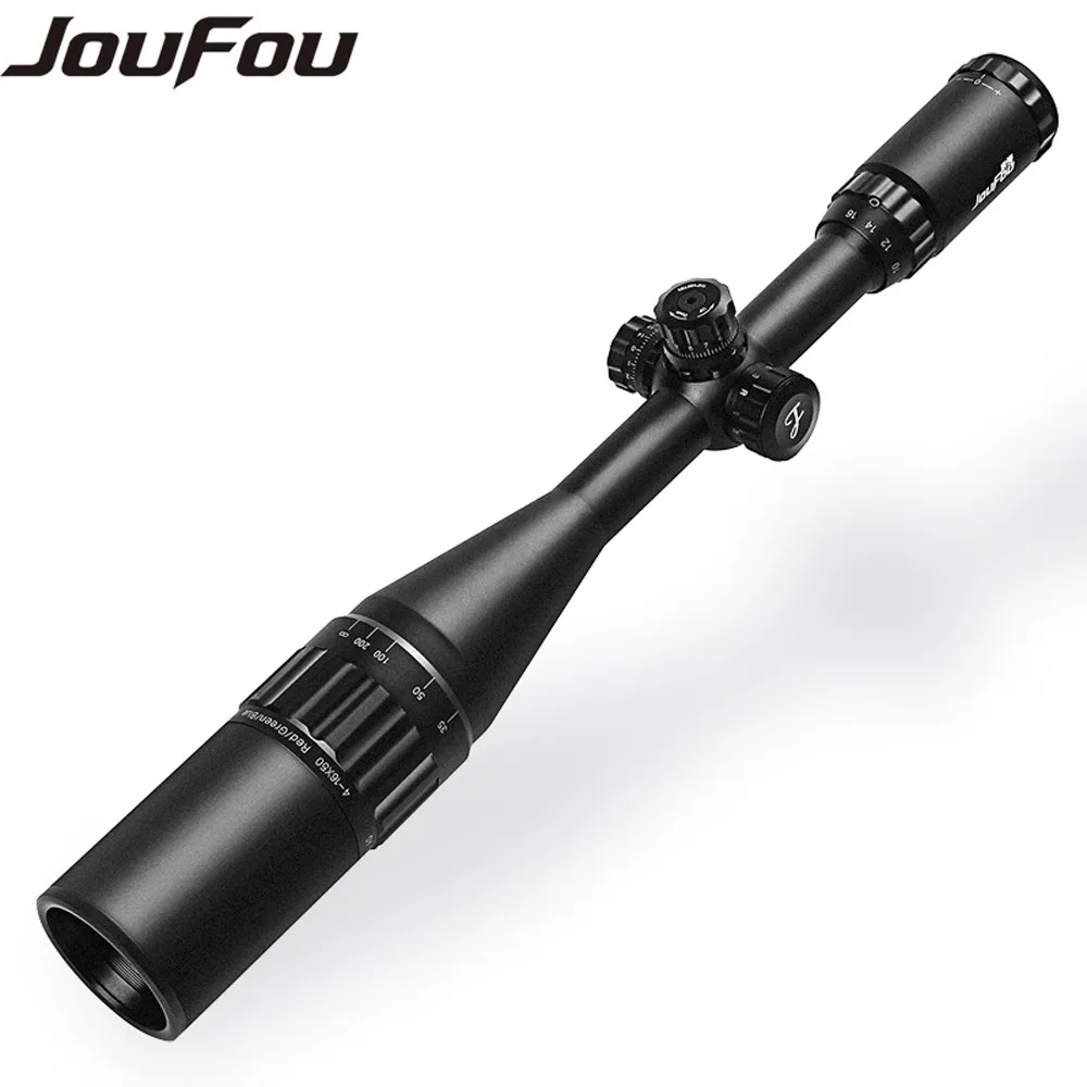 JouFou 4-16X50 AOL Hunting Adjustable Tactical Optical Sight Riflescope Green Red Blue Dot Illuminated Tactical Riflescope (4)