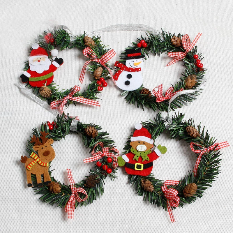 

4pc Snowman Christmas Deer Cloth Decoration Ornaments Christmas Wreath Tree Hanging Decor for Home Party New Year's Wreath Decor