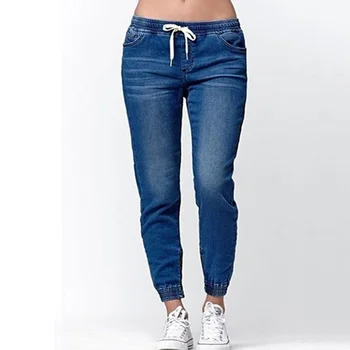 Women Denim Pants Tied Up with Harness Lanterns Jeans Ladies Full Length Lace Up Drawstring Black Sky Blue Blue Jeans
Women Denim Pants Tied Up with Harness Lanterns Jeans Ladies Full Length Lace Up Drawstring Black Sky Blue Blue Jeans