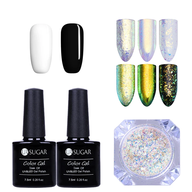 Chameleon Neon Nail Powder Mirror Iridescent Flakies Sequins Chrome Pigment with Black White UR SUGAR Soak Off UV Gel Polish
Chameleon Neon Nail Powder Mirror Iridescent Flakies Sequins Chrome Pigment with Black White UR SUGAR Soak Off UV Gel Polish