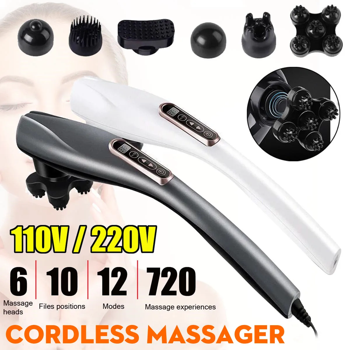 110V 220V Cordless Electric Handheld Massager 6 Head Machine Full Body Neck Back Muscle Relax Vibrating Deep Tissue Health Care
110V 220V Cordless Electric Handheld Massager 6 Head Machine Full Body Neck Back Muscle Relax Vibrating Deep Tissue Health Care