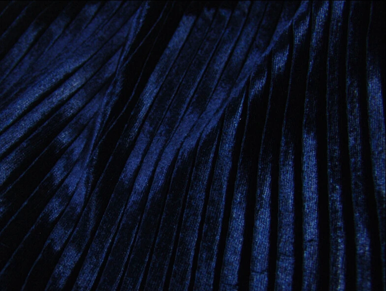 

2 meters 150cm 59.05" width royal blue soft crumple accordion pleated pleuche velour fabric for long skirt dress MM75