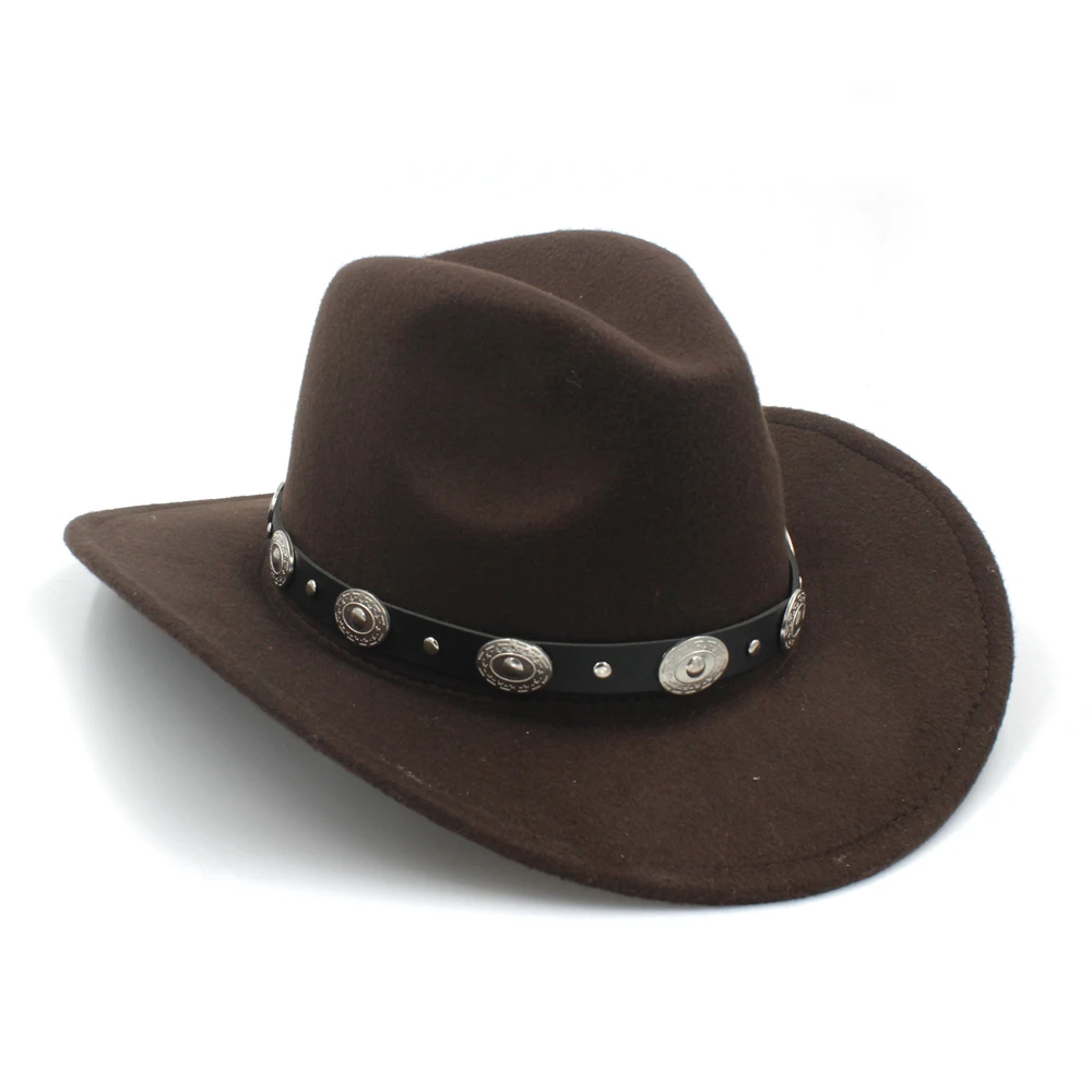 New Vintage Wool Western Cowboy Hat For Womem Men Wide Brim Cowgirl Jazz Cap With Leather Toca Sombrero Cap
New Vintage Wool Western Cowboy Hat For Womem Men Wide Brim Cowgirl Jazz Cap With Leather Toca Sombrero Cap