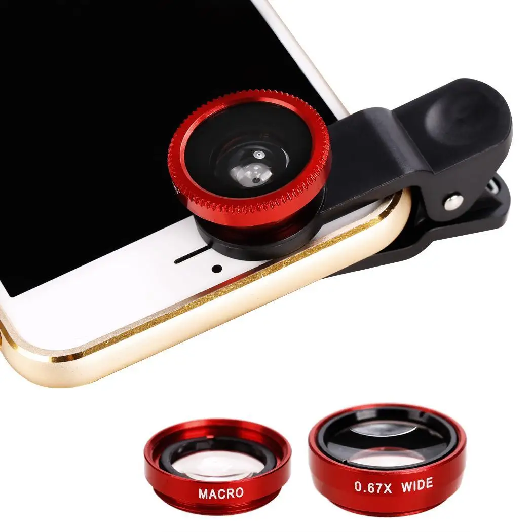 Universal 3 in1 Fisheye Wide Angle Macro Camera Lens Kit Clip On for Mobile Cell Phone for iphone Xiaomi Huawei Samsung LG
Universal 3 in1 Fisheye Wide Angle Macro Camera Lens Kit Clip On for Mobile Cell Phone for iphone Xiaomi Huawei Samsung LG