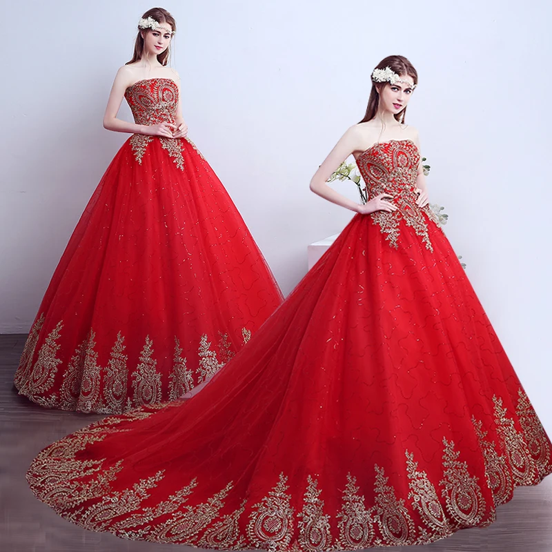 Fansmile 2020 Free Shipping Vintage Lace Red Wedding Dresses Long Train Plus Size Bridal Ball Gown Robe de Mariee Cheap FSM-118T
Fansmile 2020 Free Shipping Vintage Lace Red Wedding Dresses Long Train Plus Size Bridal Ball Gown Robe de Mariee Cheap FSM-118T