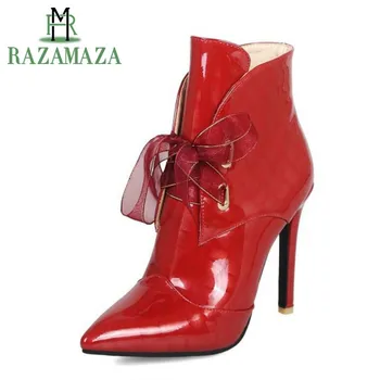 ZALAVOR Plus Size 32-47 Sexy Women Ankle Boots Lace Up Bowknot Patent Leather Warm Fur Shoes Women Winter Wedding Boots
ZALAVOR Plus Size 32-47 Sexy Women Ankle Boots Lace Up Bowknot Patent Leather Warm Fur Shoes Women Winter Wedding Boots
