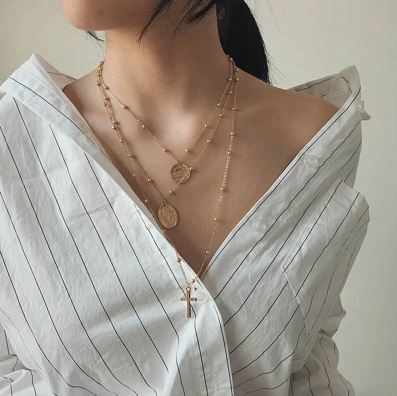 Fashion metal Multilayer Gold Color Chain Virgin Mary Portrait Coin Cross Pendant Choker Necklace for Women Christmas Jewelry
Fashion metal Multilayer Gold Color Chain Virgin Mary Portrait Coin Cross Pendant Choker Necklace for Women Christmas Jewelry