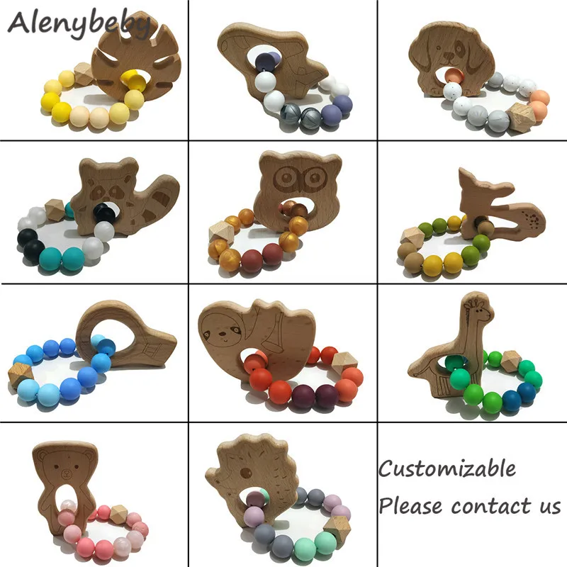 

Silicone Baby Teether Bracelet BPA Free Baby Teething Beads Nurse Gift Food Grade Silicone Toy Newborn Product Baby Bracelet