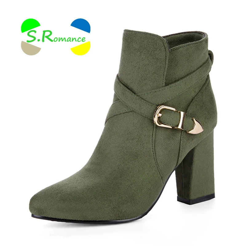 Women Ankle Boots Soft Flock Upper High Square Heels Pointed Toe Buckle Strap Short Plush Size 34-43 Women's Autumn Shoes SB125
Women Ankle Boots Soft Flock Upper High Square Heels Pointed Toe Buckle Strap Short Plush Size 34-43 Women's Autumn Shoes SB125