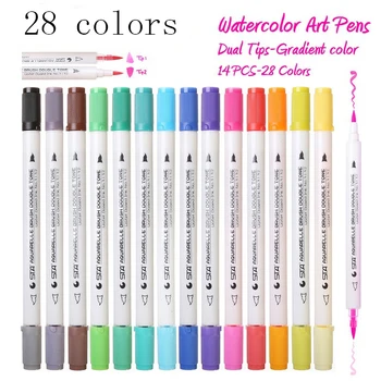 Premium 28 Colors 14Pcs Gradient Watercolor Art Marker Set Water Soluble Double Color Brush Marker Pen For Design Manga Comic
Premium 28 Colors 14Pcs Gradient Watercolor Art Marker Set Water Soluble Double Color Brush Marker Pen For Design Manga Comic