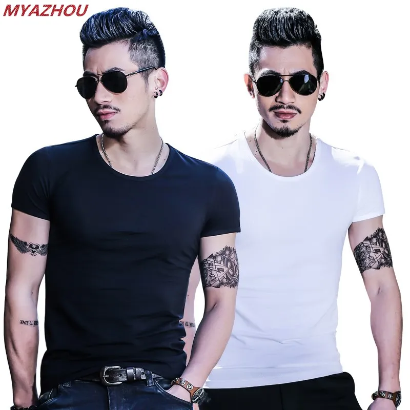 Summer Men's Skinny Short Sleeve T-Shirt Round Neck Solid Color Bottoming Shirt Cotton Elastic Skinny Men's Fitness T-Shirt 4XL
Summer Men's Skinny Short Sleeve T-Shirt Round Neck Solid Color Bottoming Shirt Cotton Elastic Skinny Men's Fitness T-Shirt 4XL