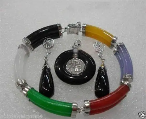 FREE SHIPPING>>@> Jewelry Multicolor Jade Link Bracelet Black Jade Lucky Pendant Necklace Earring Natural jewelry
FREE SHIPPING>>@> Jewelry Multicolor Jade Link Bracelet Black Jade Lucky Pendant Necklace Earring Natural jewelry