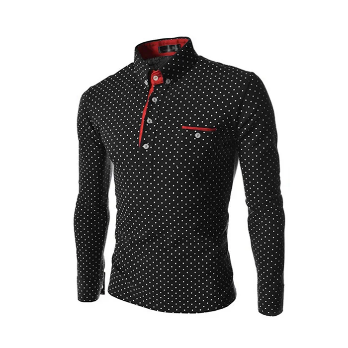 New style men's fashion polka point men's leisure and self-cultivation long sleeve POLO shirt
New style men's fashion polka point men's leisure and self-cultivation long sleeve POLO shirt