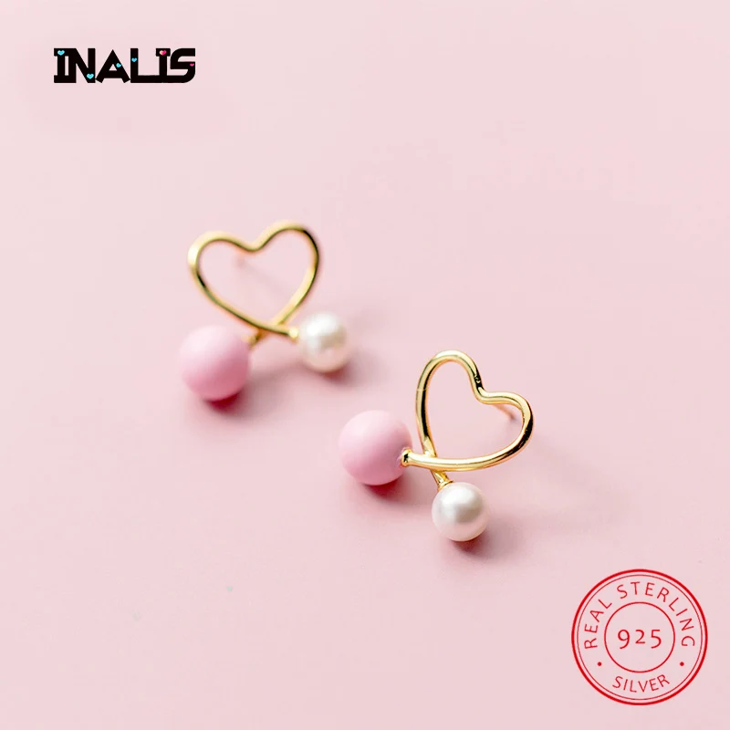 INALIS New Cute Best Birthday Gift for Girl Friends 925 Sterling Silver Stud Earrings Heart Shape with White Pink Pearl Brincos
INALIS New Cute Best Birthday Gift for Girl Friends 925 Sterling Silver Stud Earrings Heart Shape with White Pink Pearl Brincos