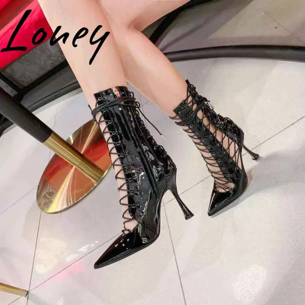 Loney Luxury New Black Genuine Leather Rome Gladiator Lace Up Women Motorcycle Boots Sexy Pointed Toe Thin HIgh Sandal Boots
Loney Luxury New Black Genuine Leather Rome Gladiator Lace Up Women Motorcycle Boots Sexy Pointed Toe Thin HIgh Sandal Boots
