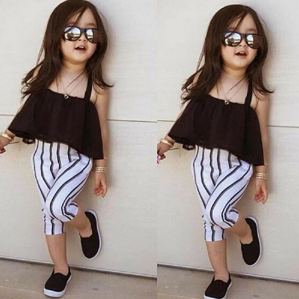 Toddler Kid Clothes Girls Outfits Sleeveless Vest shirt Tops+Stripe Pants Girls Clothes Set Summer 2019 Roupas Infantis Menina
Toddler Kid Clothes Girls Outfits Sleeveless Vest shirt Tops+Stripe Pants Girls Clothes Set Summer 2019 Roupas Infantis Menina