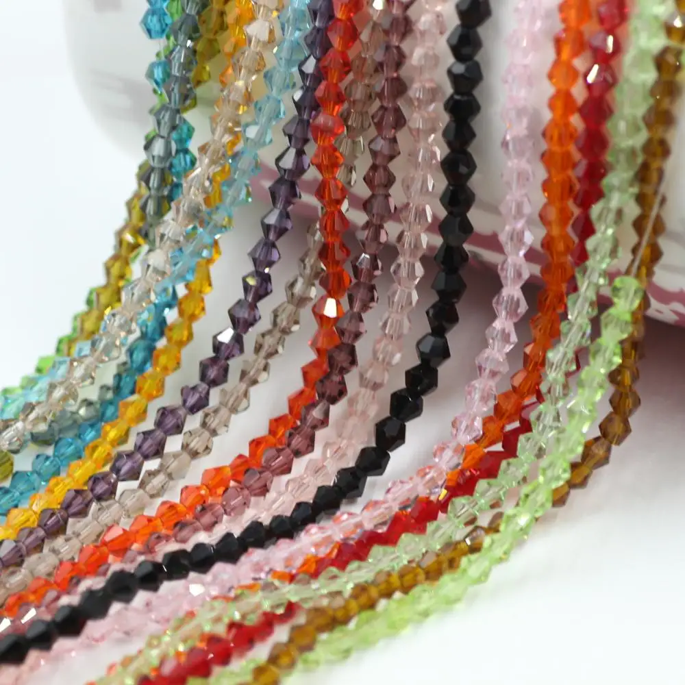 

ZHUBI Mixed Colors Czech Bicone Spacer Beads 2/3/4/6mm AAA Crystal Glass Faceted Beads DIY For Crystals Jewelry Wedding Making