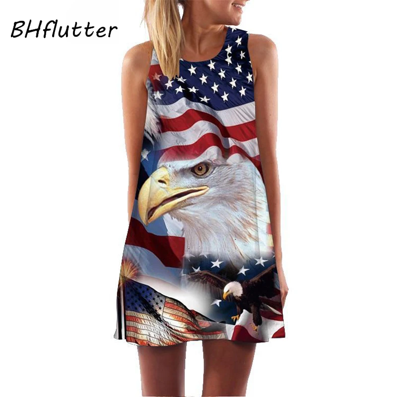 BHflutter America Style Print Dress Women 2019 New Style O neck Sleeveless Chiffon Casual Dress hawk Short Summer Dresses
BHflutter America Style Print Dress Women 2019 New Style O neck Sleeveless Chiffon Casual Dress hawk Short Summer Dresses