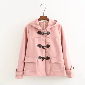 Duffle Coat Long Turn Down Horn Button hooded collar woolen women's jacket college wind winter windproof warm coat women
Duffle Coat Long Turn Down Horn Button hooded collar woolen women's jacket college wind winter windproof warm coat women