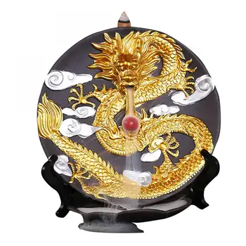 Traditional Gold Color Dragon Dish Smoke Waterfall Incense Holder Ceramic Backflow Incense Burner + 10PCS Incense Cones
Traditional Gold Color Dragon Dish Smoke Waterfall Incense Holder Ceramic Backflow Incense Burner + 10PCS Incense Cones