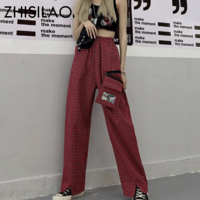 Pocket Plaid Pants Women Plus Size Straight Trousers Femme Maxi Loose Casual Cargo Pants Wide Leg Pantalon Mujer 2019 Lattice
Pocket Plaid Pants Women Plus Size Straight Trousers Femme Maxi Loose Casual Cargo Pants Wide Leg Pantalon Mujer 2019 Lattice