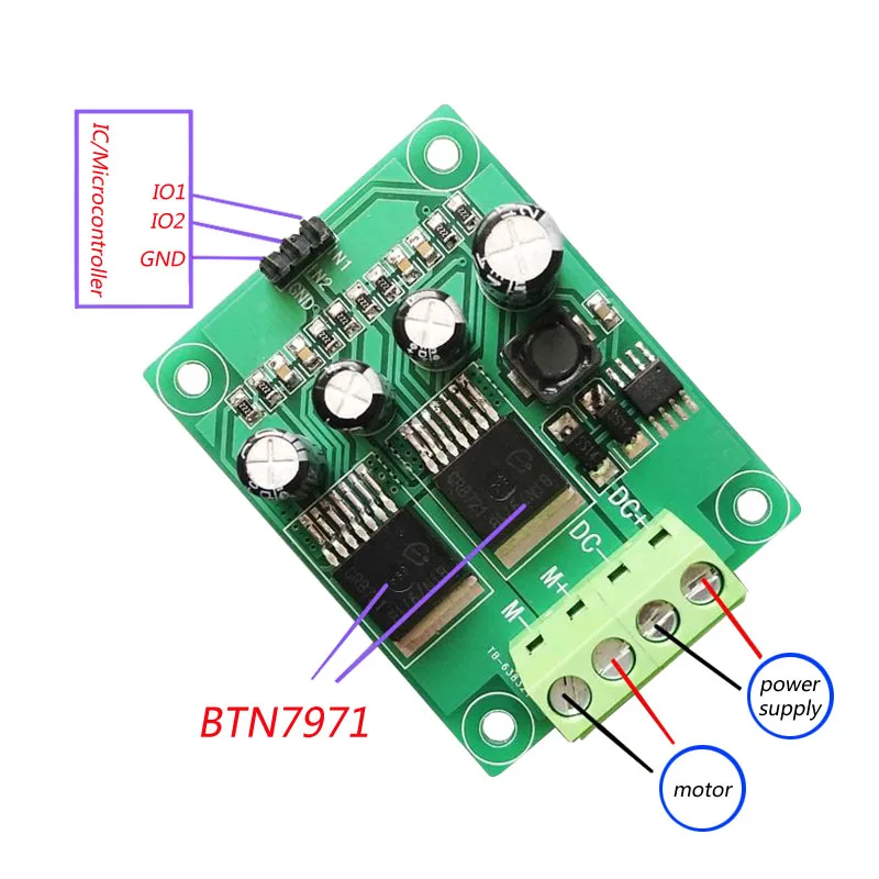 BTN7971 модуль привода двигателя постоянного тока/плата H-bridge высокой мощности, CW/CCW, контроль скорости тормоза ШИМ
BTN7971 модуль привода двигателя постоянного тока/плата H-bridge высокой мощности, CW/CCW, контроль скорости тормоза ШИМ