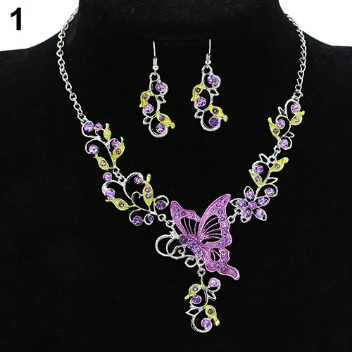 Butterfly Flower Rhinestone Pendant Bib Statement Necklace Earrings Jewelry Set for Gift A859
Butterfly Flower Rhinestone Pendant Bib Statement Necklace Earrings Jewelry Set for Gift A859