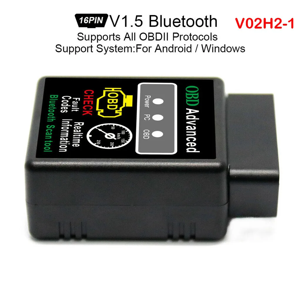 Прибор для считывания кодов автомобилей V02H2 Bluetooth obd2 чёрный | Автомобили и
