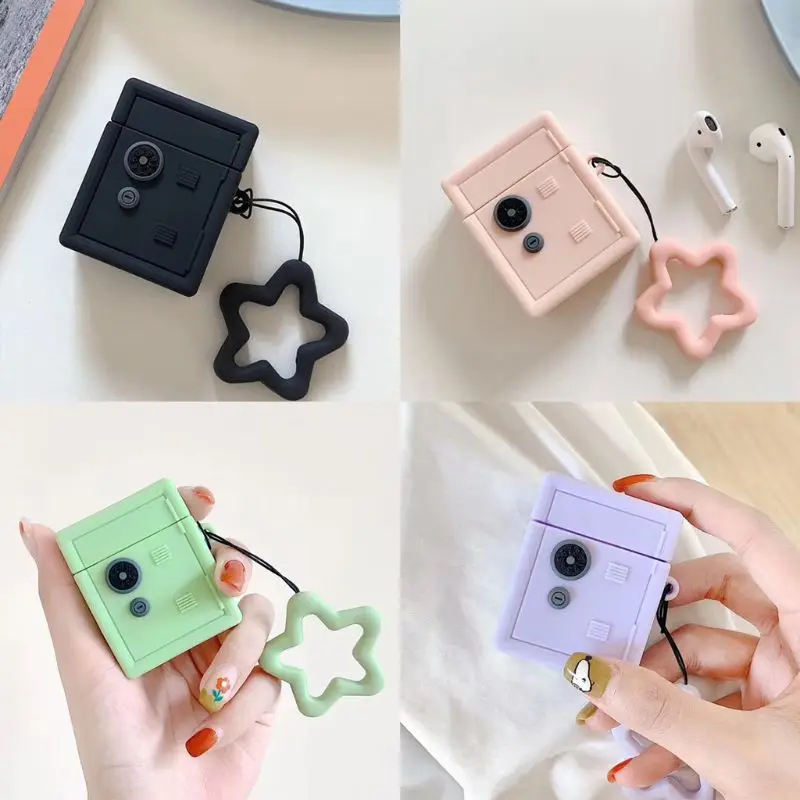 Unique Safe Box Pattern Soft Silicone Protective Cover Shockproof Case Skin Shell With Lanyard for Airpods 1/2 Charging Box
Unique Safe Box Pattern Soft Silicone Protective Cover Shockproof Case Skin Shell With Lanyard for Airpods 1/2 Charging Box