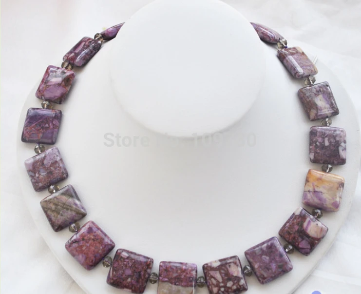 Jewelr 003258 Natural 20mm square lavender Maria glass smoky quartz necklace
Jewelr 003258 Natural 20mm square lavender Maria glass smoky quartz necklace