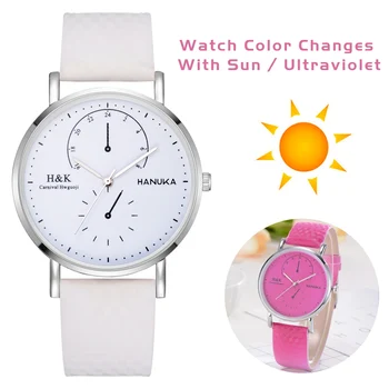 Leather Strap Sunlight Change Color Sports Casual Dress Watch Ultraviolet Discoloration Simple Quartz Women Wrist Watches LS286
Leather Strap Sunlight Change Color Sports Casual Dress Watch Ultraviolet Discoloration Simple Quartz Women Wrist Watches LS286