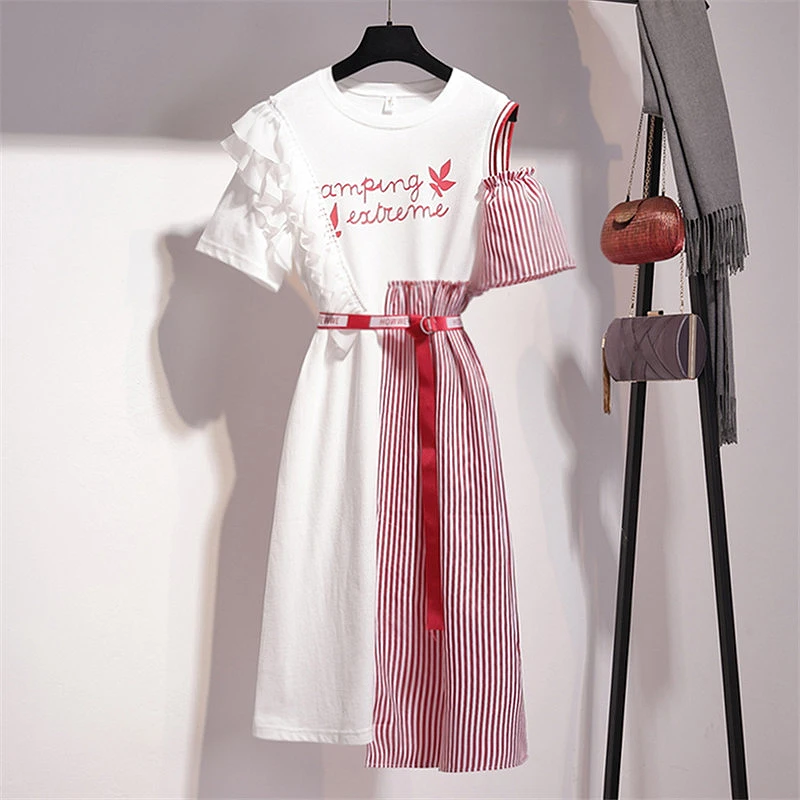 2019 Summer Patchwork T shirt Dress Women Vintage Off Shoulder Short Sleeve Dress with Sashes Sexy Party Dress vestidos robe
2019 Summer Patchwork T shirt Dress Women Vintage Off Shoulder Short Sleeve Dress with Sashes Sexy Party Dress vestidos robe