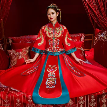 Red Wedding Bride Chinese Style Cheongsam Traditional Lady Long Qipao Embroidery Women's Evening Dress marry Clothes S - XXL
Red Wedding Bride Chinese Style Cheongsam Traditional Lady Long Qipao Embroidery Women's Evening Dress marry Clothes S - XXL