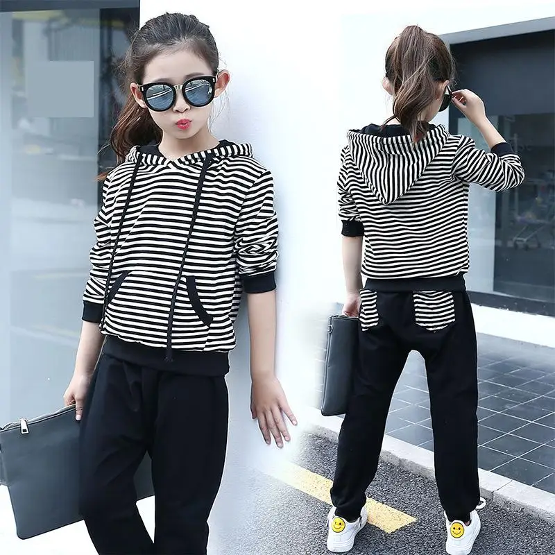 2018 Spring Winter New Kids Clohting Long Sleeve Stirped Hooded Sweatshirt + Pants 2 PCS Girls Clothing Set Kids Clothes 9 13 14
2018 Spring Winter New Kids Clohting Long Sleeve Stirped Hooded Sweatshirt + Pants 2 PCS Girls Clothing Set Kids Clothes 9 13 14