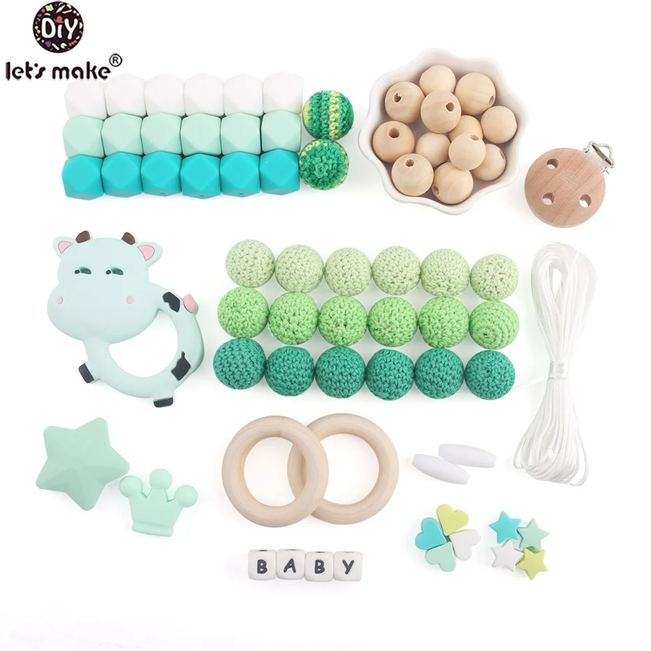 Let's Make Baby Silicone Accessory Beads Set Making DIY Jewelry Beads 1set Baby Teether Shower Gift Teething Green Series
Let's Make Baby Silicone Accessory Beads Set Making DIY Jewelry Beads 1set Baby Teether Shower Gift Teething Green Series