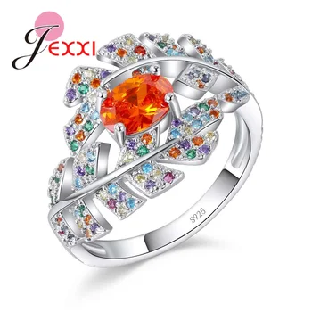 Charm CZ Rainbow Leaf Ring with Big Oval Orange Crystal Fine 925 Sterling Silver Zircon Jewelry Women Girls Gift
Charm CZ Rainbow Leaf Ring with Big Oval Orange Crystal Fine 925 Sterling Silver Zircon Jewelry Women Girls Gift