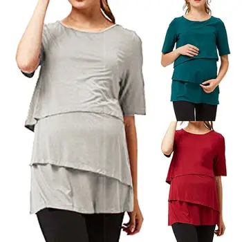 Nursing Clothes Maternity Top Solid Ruffles Breastfeeding Tee Shirt Women's Pregnancy Tops Casual Ruched Side-Shirred Blouse
Nursing Clothes Maternity Top Solid Ruffles Breastfeeding Tee Shirt Women's Pregnancy Tops Casual Ruched Side-Shirred Blouse
