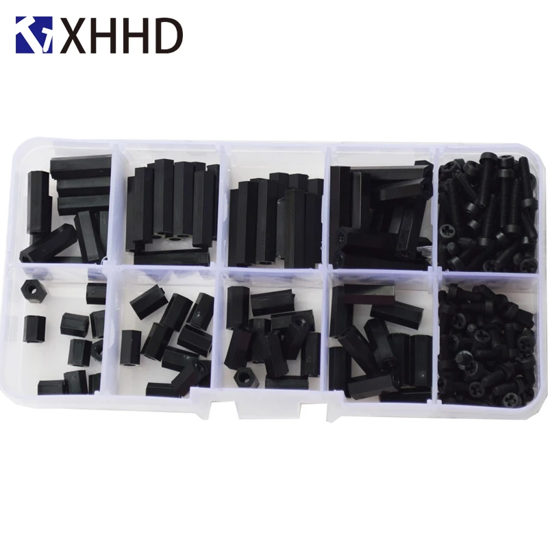 M2.5 Black Hex Nylon Male Female Standoff Pillar Thread Hexagon Plastic PCB Motherboard Spacer Screw Nut Set Assortment Kit Box
M2.5 Black Hex Nylon Male Female Standoff Pillar Thread Hexagon Plastic PCB Motherboard Spacer Screw Nut Set Assortment Kit Box