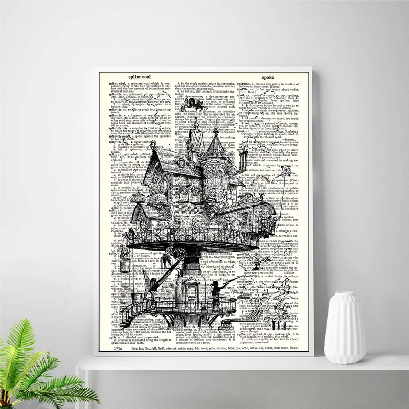 Dictionary Art Print - Steampunk Aerial House Illustration - Printed on Recycled Vintage Dictionary Paper
Dictionary Art Print - Steampunk Aerial House Illustration - Printed on Recycled Vintage Dictionary Paper