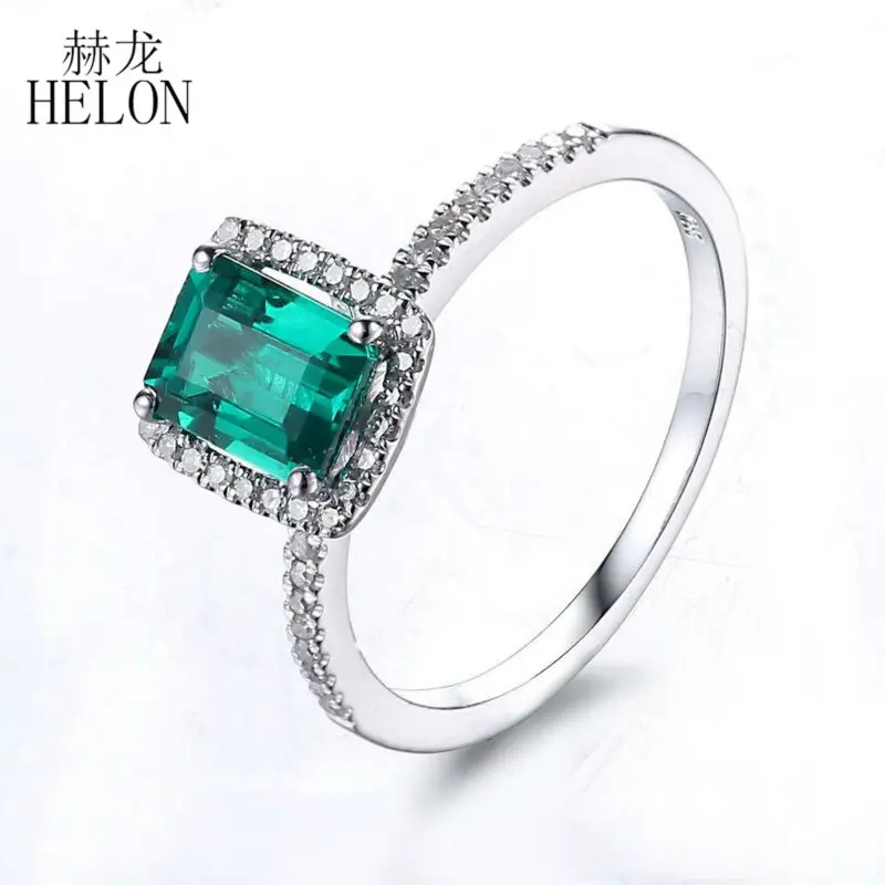 HELON 1.1ct Treated Emerald 7x5mm Emerald Pave 0.2ct Diamonds Women's Fine Jewelry Solid 10K White Gold Engagement Wedding Ring
HELON 1.1ct Treated Emerald 7x5mm Emerald Pave 0.2ct Diamonds Women's Fine Jewelry Solid 10K White Gold Engagement Wedding Ring